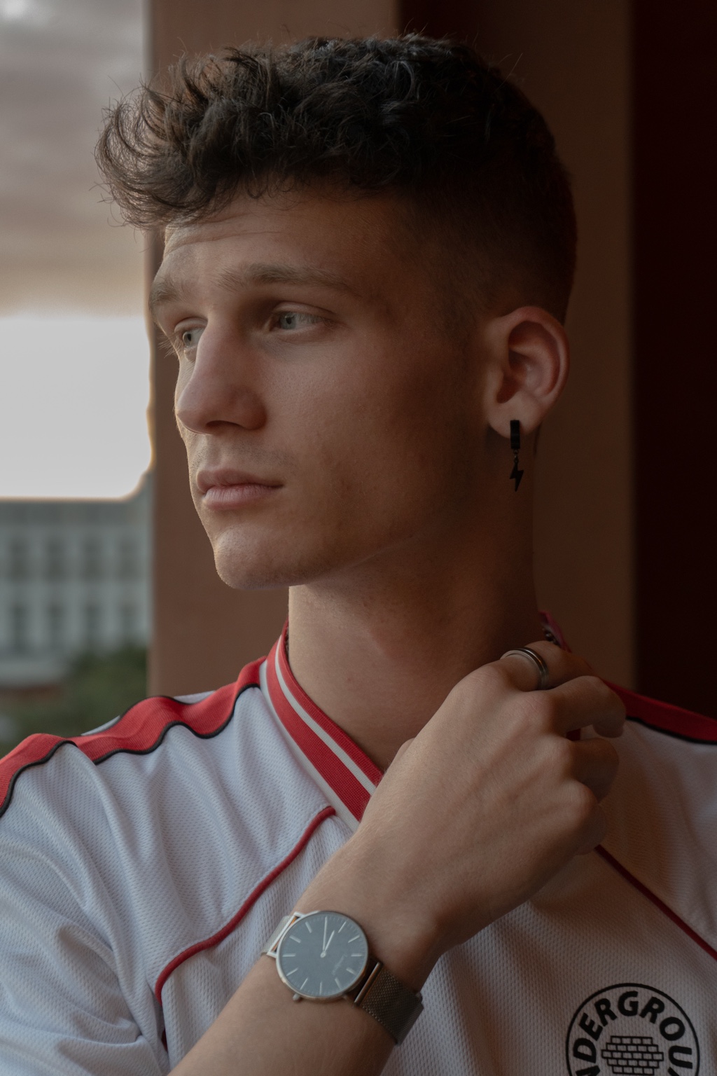 Natural portrait of Noah Locher in sportswear