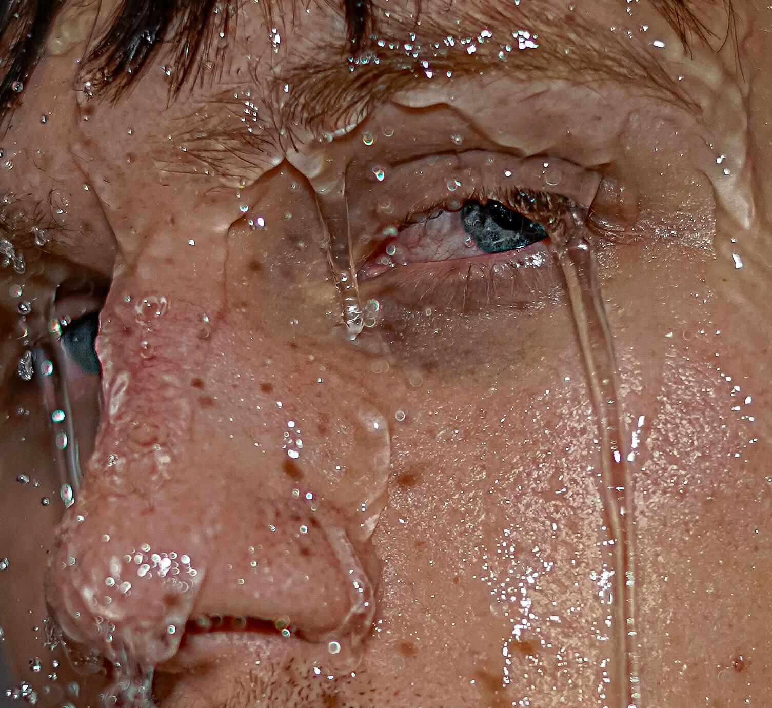 Experimental close-up beauty portrait of Noah Locher